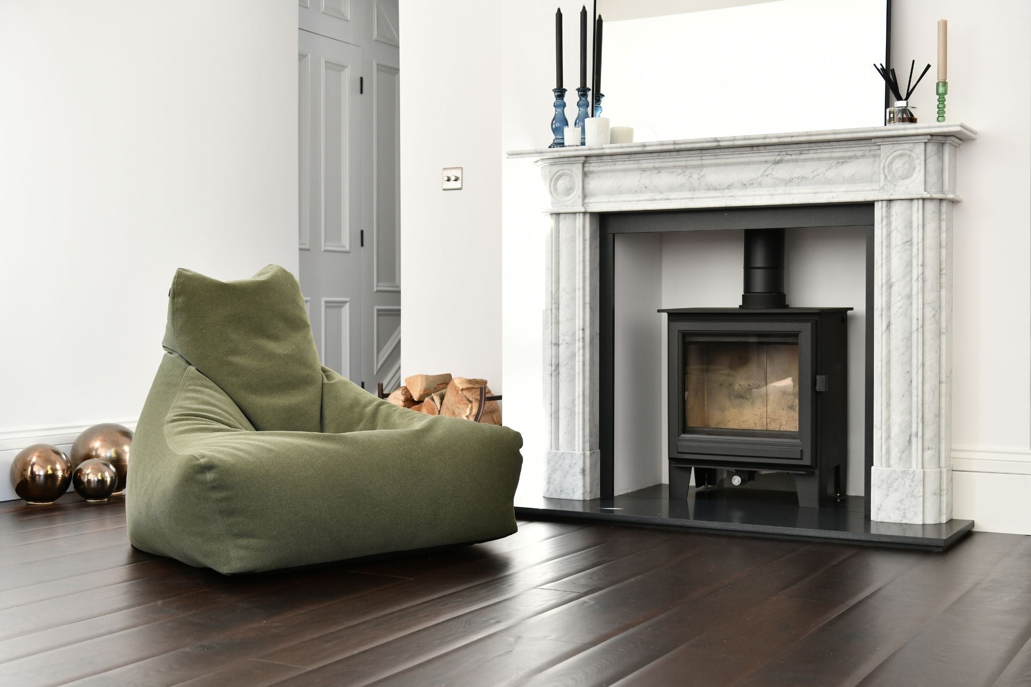 Extreme Lounging Mighty B-Bag Moss Green Brushed Suede Indoor